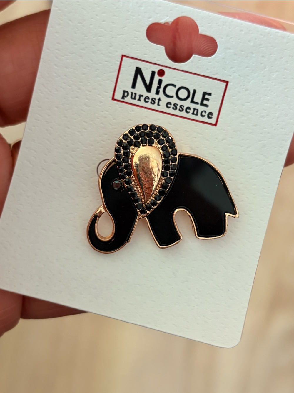 Nicole Black and Gold Elephant Hair Pin